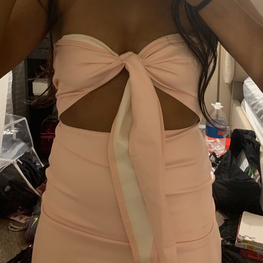 Pretty little thing strapless leather dress